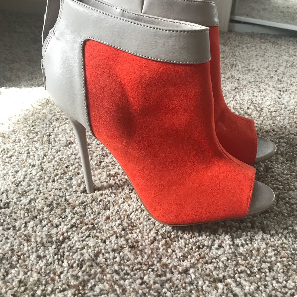JustFab suede orange & grey booties